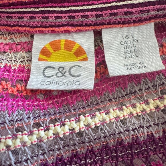 C&C California Striped Beach Cover-Up Shirt Dress | Size L - Picture 4 of 5